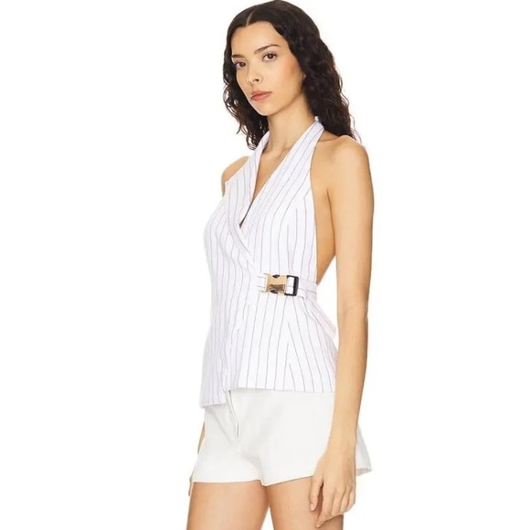 NWT! Nicholas Pinstriped “Dakotah Asymmetrical Halter Neck Vest” Size 4 - Picture 13 of 16